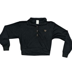 Victoria’s Secret PINK Women’s Black Cropped Sweatshirt — Size XS, Pullover